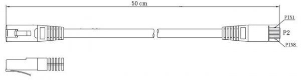 PATCHCORD KAT.6 UTP 0,5M SZARY
