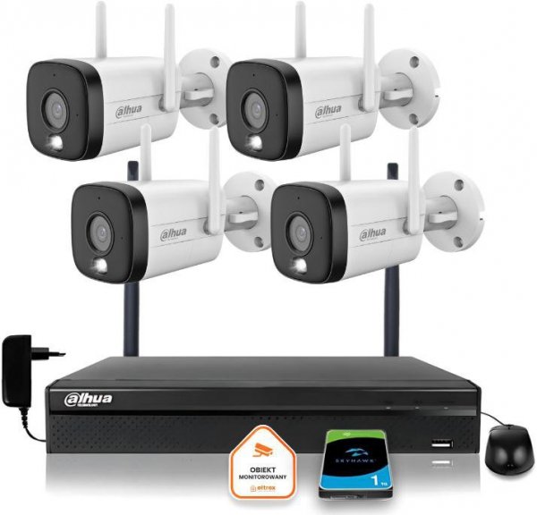 Zestaw monitoringu IP Dahua 4 Kamery WI-FI 5MPx aktywne odtraszanie LED IR do 30m
