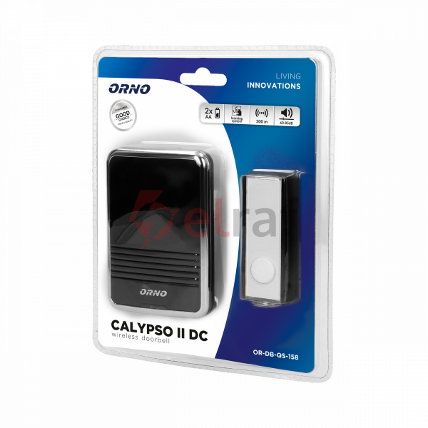 Dzwonek bezprzewodowy CALYPSO II DC, bateryjny, learning system, 36 dźwięków, 300m OR-DB-QS-158