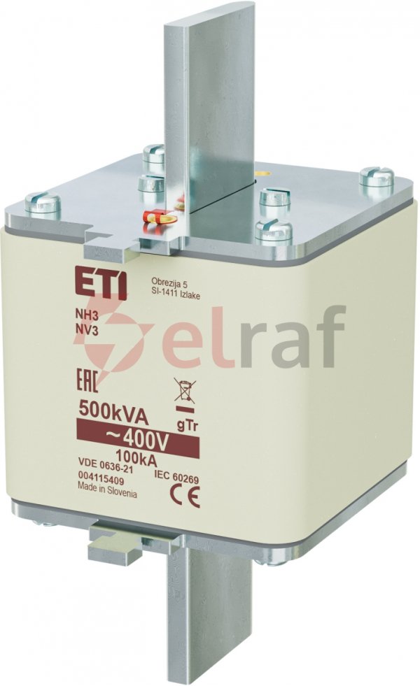 Wkładka bezpiecznikowa NH3 722A gTr 500kVA 400V WT-3 004115409 /3szt./