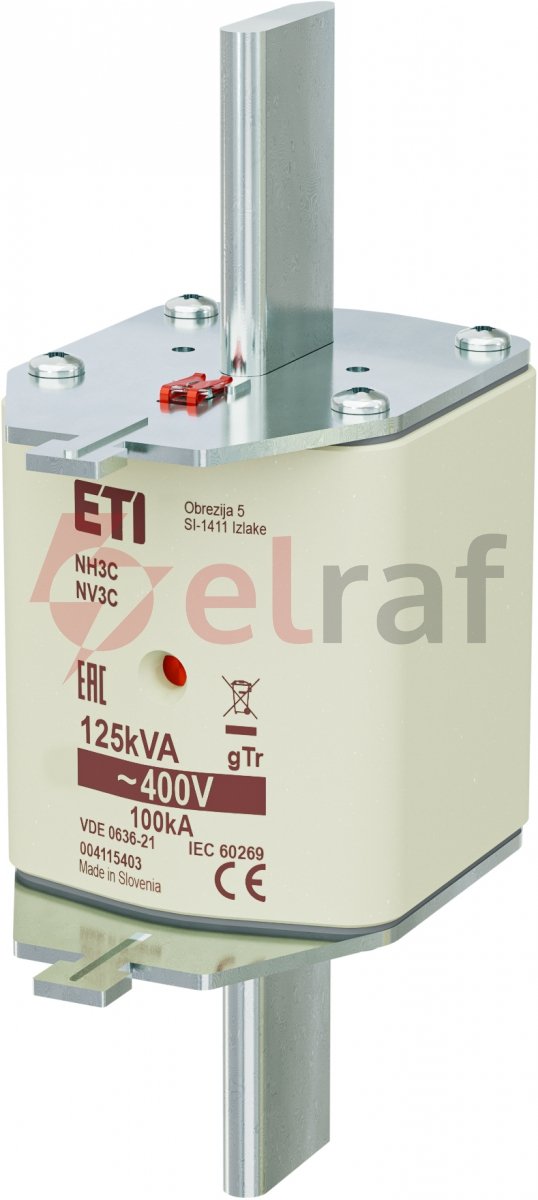 Wkładka bezpiecznikowa NH3 180A gTr 125kVA 400V WT-3 004115403