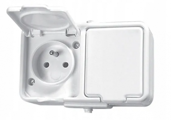 Schneider Electric Cedar, gniazdo podwójne 2P+PE, IP44, biały, NT230H01