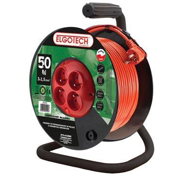 PZB-40-50Y PRZEDŁUŻACZ BĘBNOWY 4X Z/U OKRĄGŁY KĄTOWA 50M H05VV-F 3X1.5 + TERMIK