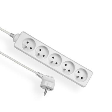 EPS-505 PRZEDŁUŻACZ LISTWOWY 5X Z/U OKRĄGŁY WTYCZKA KĄTOWA 5.0M H05VV-F 3X1.0 BIAŁY