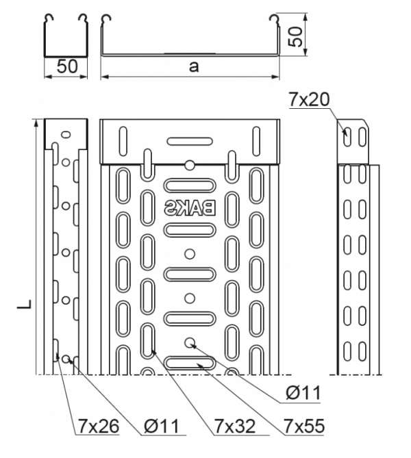 KGJ/KCJ 50H50/3 KORYTKO KABLOWE 50H50 3M 1.0MM (3 MB)
