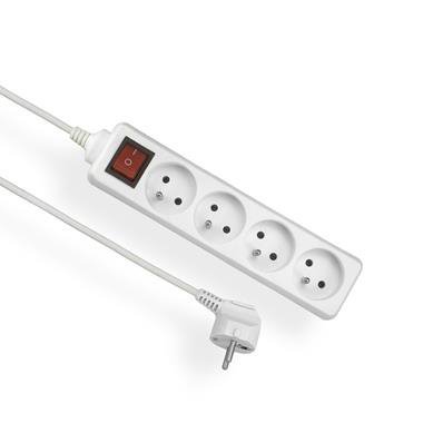 EPS-403W PRZEDŁUŻACZ LISTWOWY 4X Z/U OKRĄGŁY WTYCZKA KĄTOWA 3.0M H05VV-F 3X1.0 BIAŁY + WYŁĄCZNIK