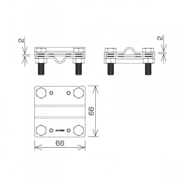 AN-05/OG/ ZŁĄCZE KRZYŻOWE DUŻE 3 PŁYTKI - 4X M8 FI8/8 OCYNKOWANE OGNIOWO
