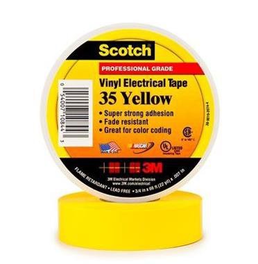 SCOTCH 35 19X20 TAŚMA IZOLACYJNA 19MM 20M WINYLOWA ŻÓŁTY ODPORNA NA WARUNKI ATMOSFERYCZNE