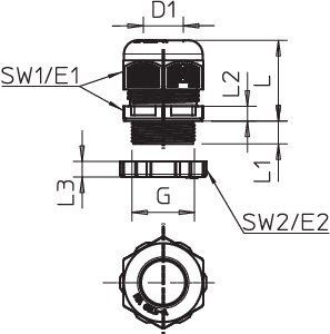 PG-21 DŁAWIK KABLOWY IP68+ NAKRĘTKA LGR POLIAMID JASNOSZARY V-TEC