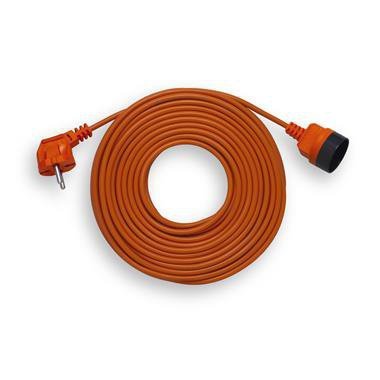 PK-1025 PRZEDŁUŻACZ OGRODOWY 1X B/U OKRĄGŁY WTYCZKA KĄTOWA 25M H05VV-F 2X1.0 POMARAŃCZOWY