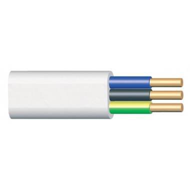 YDYP 3X 2.5 ŻO BIAŁY PRZEWÓD INSTALACYJNY PŁASKI DRUT 450/750V KL.1 BĘBEN