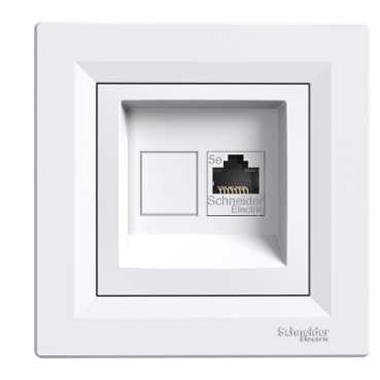 Schneider Electric Asfora, gniazdo komputerowe RJ45 kat.5e, STP, biały, EPH5000121