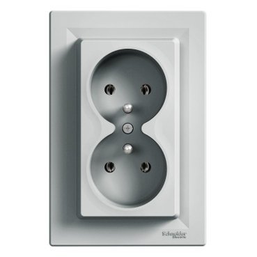 Schneider Electric Asfora, gniazdo podwójne 2P+PE, aluminium, EPH9800261