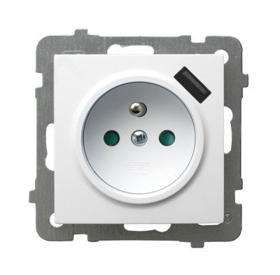AS MODUŁ BIAŁY GNIAZDO 1X Z/U Z PRZESŁONAMI ZACISKI SPRĘŻYNOWE + ŁADOWARKA USB 16A 250V