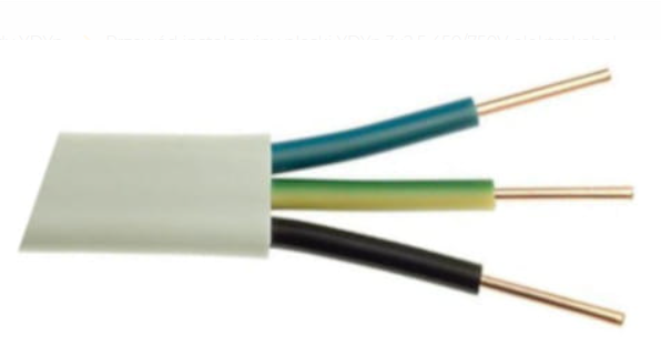 YDYP 3X 2.5 ŻO BIAŁY PRZEWÓD INSTALACYJNY PŁASKI DRUT 450/750V KL.1
