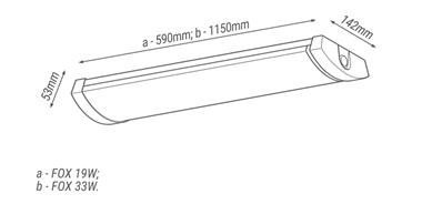 FOX OPRAWA NATYNKOWA LINIOWA LED BIAŁY 33W 840 NW 4000K 4600LM 1150MM IP30 PC STAL