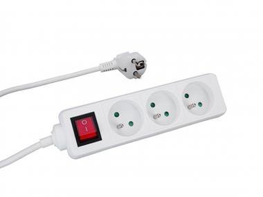 PRZEDŁUŻACZ LISTWOWY P330w 3X 3M Z/U OKRĄGŁY WTYCZKA KĄTOWA 3x1,0mm2 IP20 10A 250V~ BIAŁY WYŁĄCZNIK