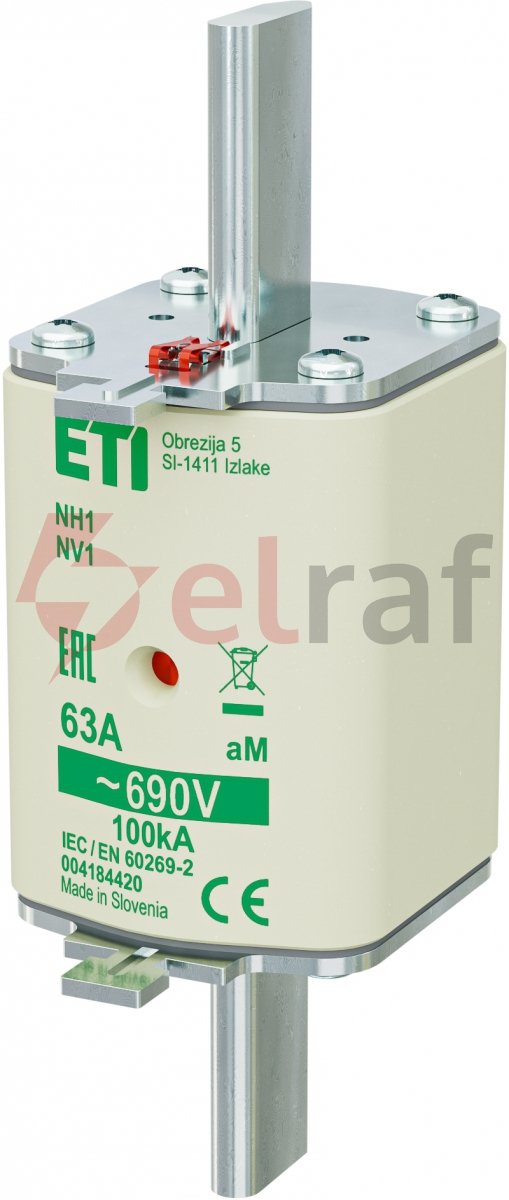 Wkładka bezpiecznikowa NH1 63A aM 690V 004184420