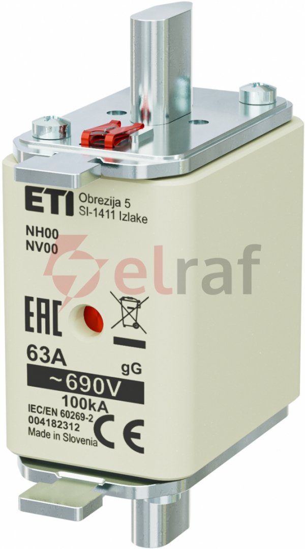 Wkładka bezpiecznikowa KOMBI NH00 63A gG/gL 690V WT-00 004182312 /3szt./