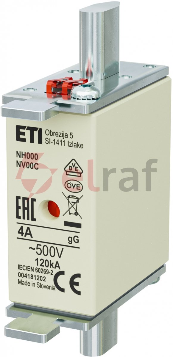 Wkładka bezpiecznikowa NH000 4A gG 500V 004181202