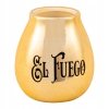 Matero Yerba Mate ceramiczne Złote El Fuego GOLD + Bombilla Royal Grande
