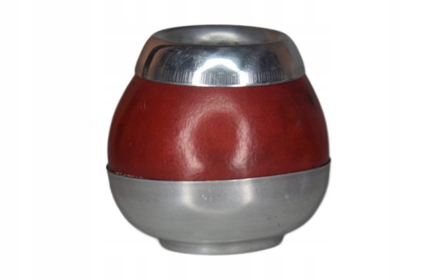 Matero do yerba mate - Naturalna Tykwa Perla Bordowa - podwójnie okuta