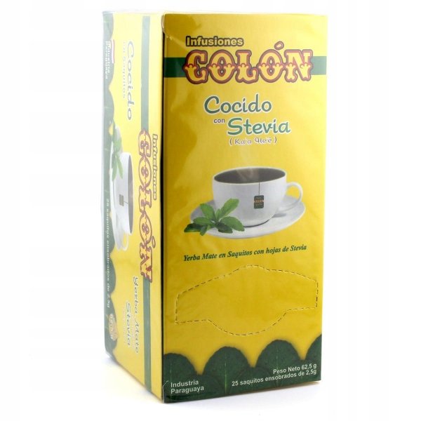 Yerba Mate w saszetkach Colon Cocido con Stevia 25 x 2,5g torebek Stewia