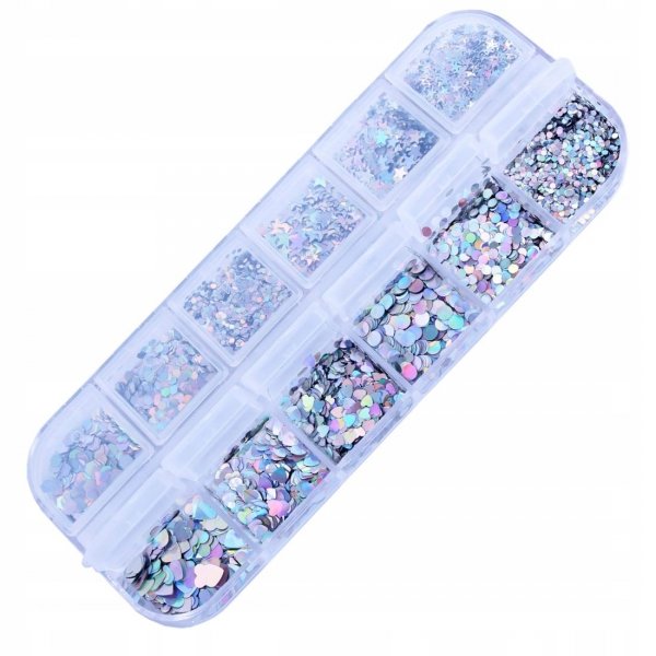 ZESTAW OZDÓB DO PAZNOKCI HOLO SZNM01 SILVER