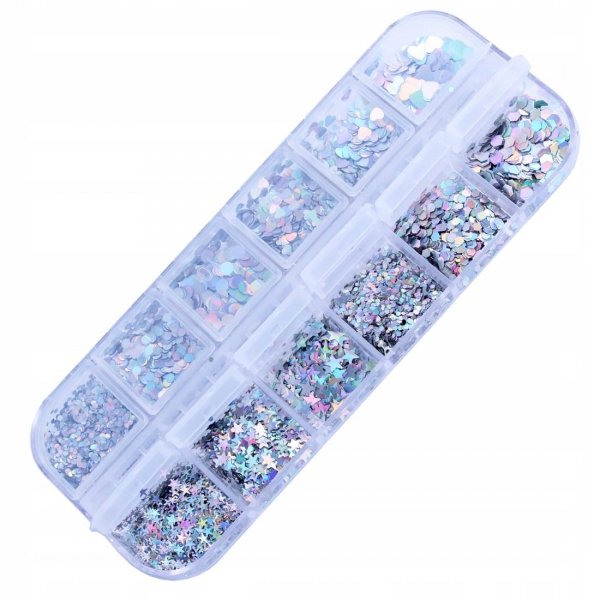 ZESTAW OZDÓB DO PAZNOKCI HOLO SZNM01 SILVER