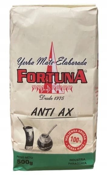 Yerba Mate Fortuna ANTI AX Molienda Gruesa Paragwaj 500g Cola de Caballo