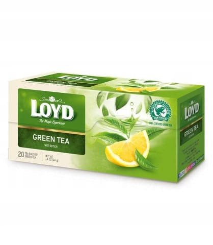 Ekspresowa Certyfikowana Herbata Zielona Cytryna Green Tea Lemon 20T LOYD