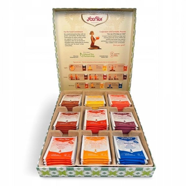 Zestaw herbat w pudełku prezentowym Yogi Tea Selection Box 9x5 torebek