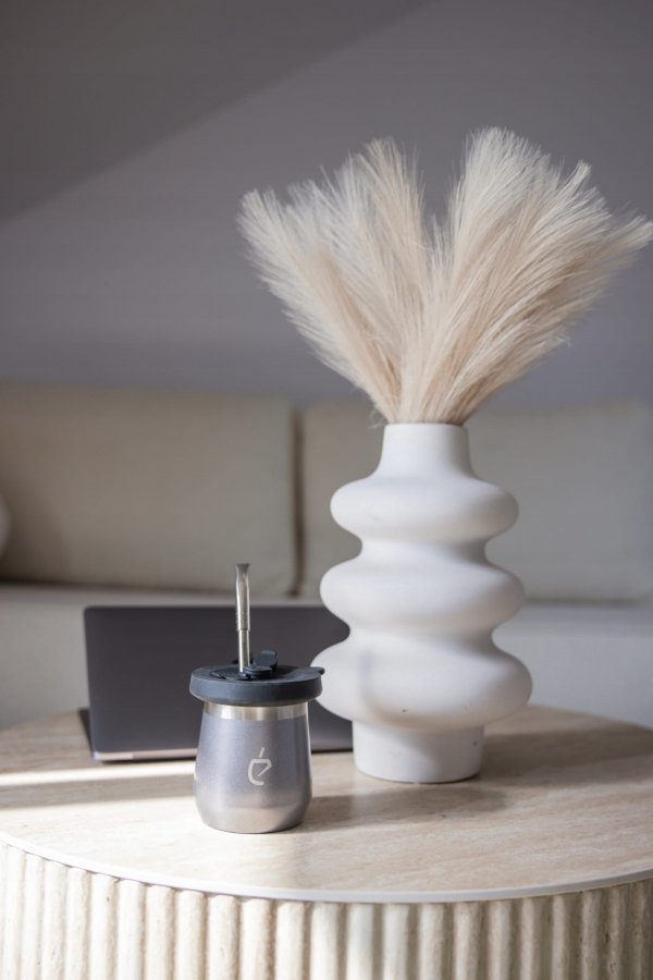 REWOLUCYJNY zestaw yerba mate Termolid DualFlow Gray PRO: matero, bombilla