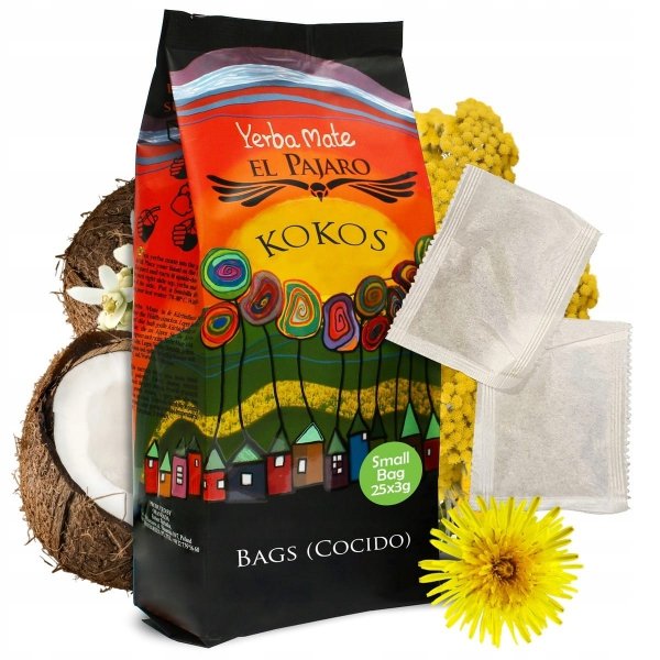 Yerba Mate EL PAJARO Kokos w saszetkach Cocido Ekspresowa 25 x 3g