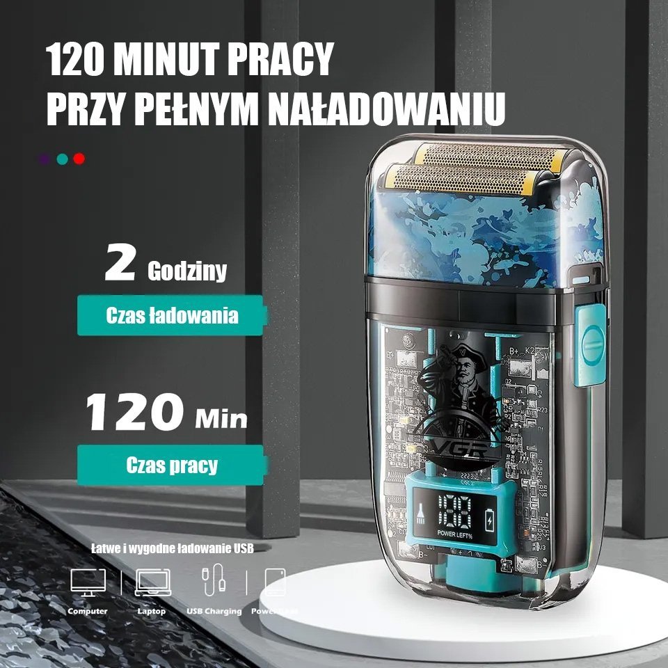 VGR V-352 Golarka foliowa niebieska wodoodporna - GOLARKI - SPRZĘT  FRYZJERSKI - SPRZĘT