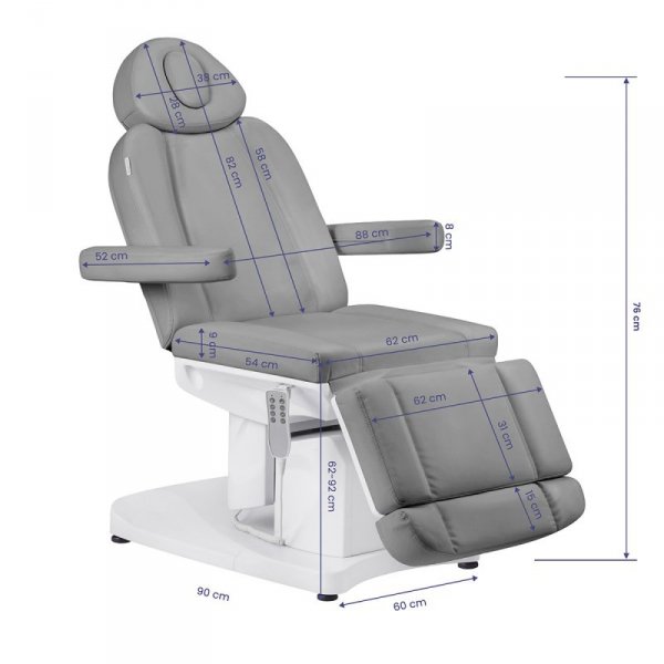 Fotel kosmetyczny elektryczny Azzurro 708A 4 silniki szary