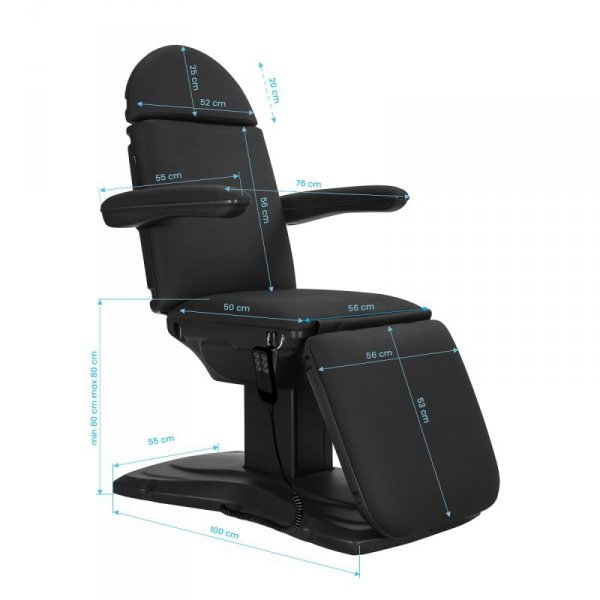 Elektryczny fotel kosmetyczny SILLON Eclipse 3 siln. czarny