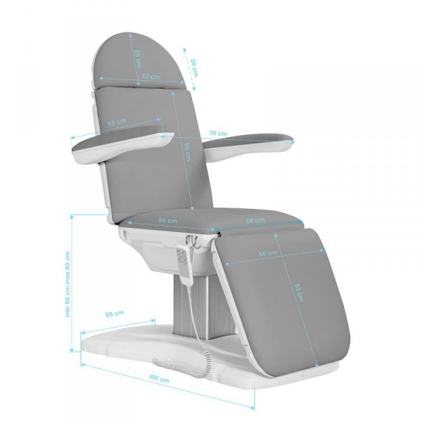 Elektryczny fotel kosmetyczny SILLON Eclipse 3 siln. szary