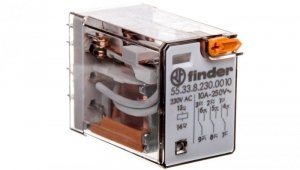 Przekaźnik miniaturowy 3P 10A 230V AC przycisk testujący AgNi 55.33.8.230.0010
