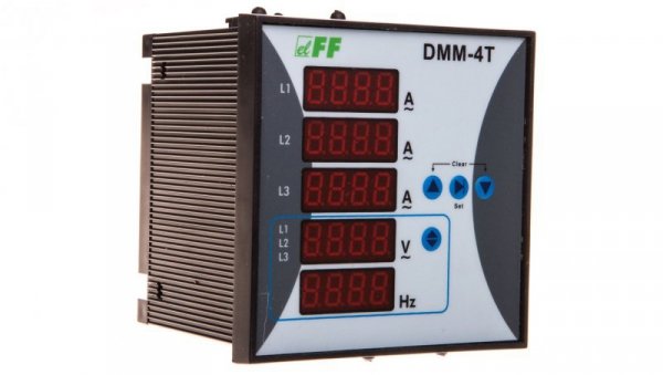 Miernik parametrów sieci 3-fazowy 12-400V AC 1-9000/5A 10-100Hz cyfrowy tablicowy 96x96mm DMM-4T