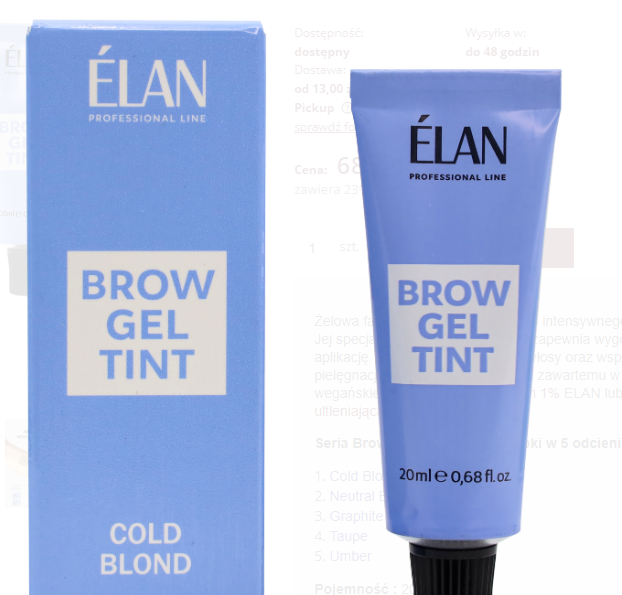 (20ml) Brow Gel Tint Cold Blond farba do brwi ELAN