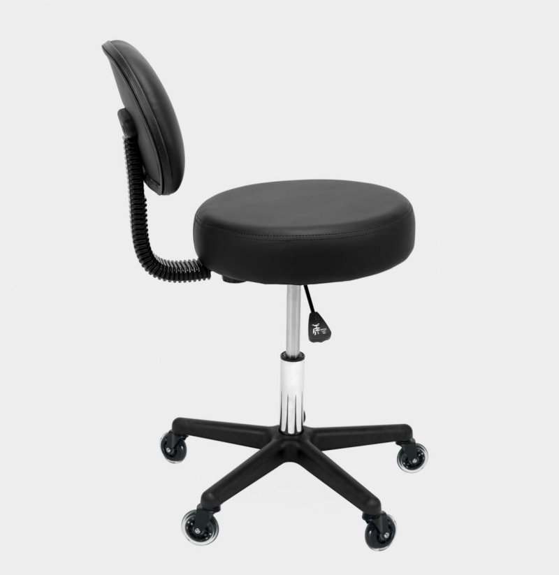 Taboret kosmetyczny płaski z oparciem CZARNY I-COUCOU