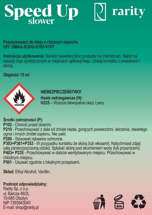 Przyspieszacz do kleju 15ml Miętowy/Różany RARITY