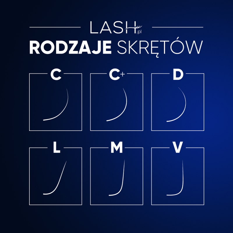 Rzęsy LASH.PL Black 0.07  skręt L, M, V  20 pasków