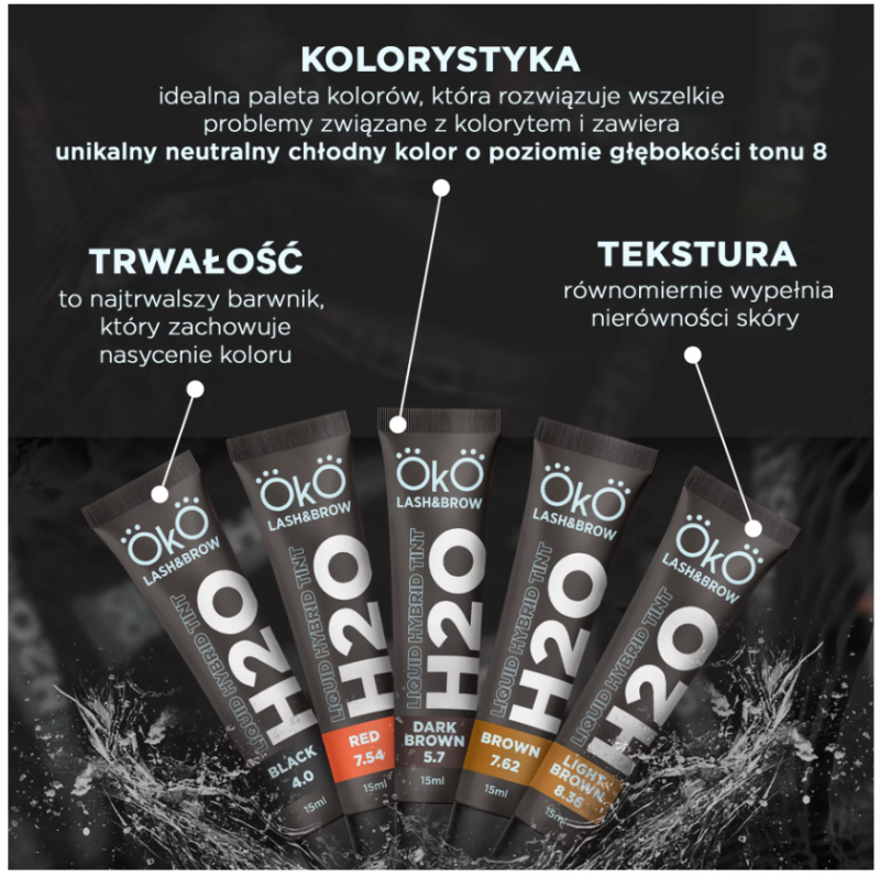 Farba do brwi i rzęs H20 Liquid Hybrid Tint Light Brown 8.36, 15 ml OKO