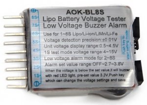 Tester pakietów LiPo/Li-Ion/LiMn/LiFe 1-8S z głośnym alarmem i LED