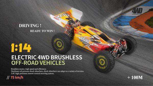 NOWOŚĆ: Bezszczotkowy Off-road Buggy 4WD 2.4GHz 1:14 70km/h WLTOYS 144010