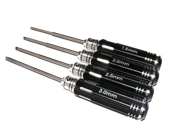 Zestaw kluczy śrubokręty imbusowe ze stali hartowanej 1,5 - 2,0 - 2,5 - 3,0 mm.