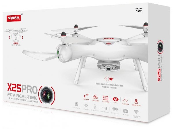 Syma X25 PRO (GPS, zdalnie obracana kamera WiFi FPV 720p, 2.4GHz) - Biały