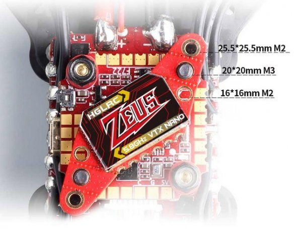 Nadajnik FPV VTX HGLRC Zeus nano VTX 25-350mW 16x16 20x20 25.5x25.5 mm For FPV Racing Drone